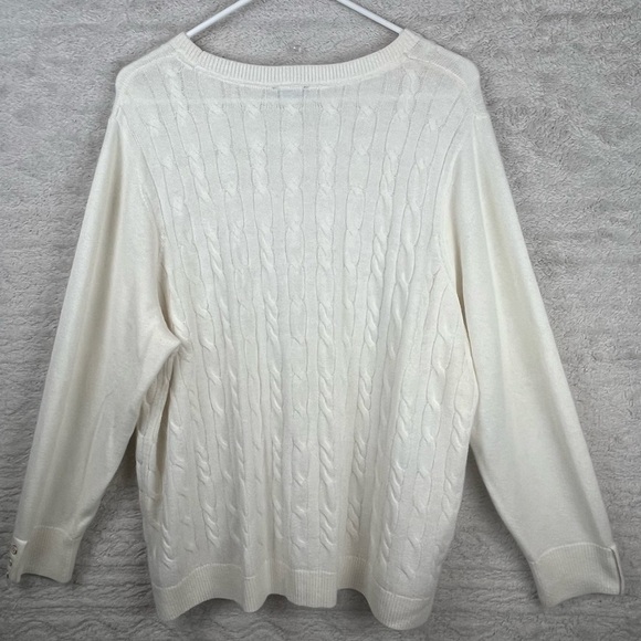 Talbots Cream Cable Knit Lambswool Sweater 3Xp Preppy Old Money Equestrian - Picture 10 of 16